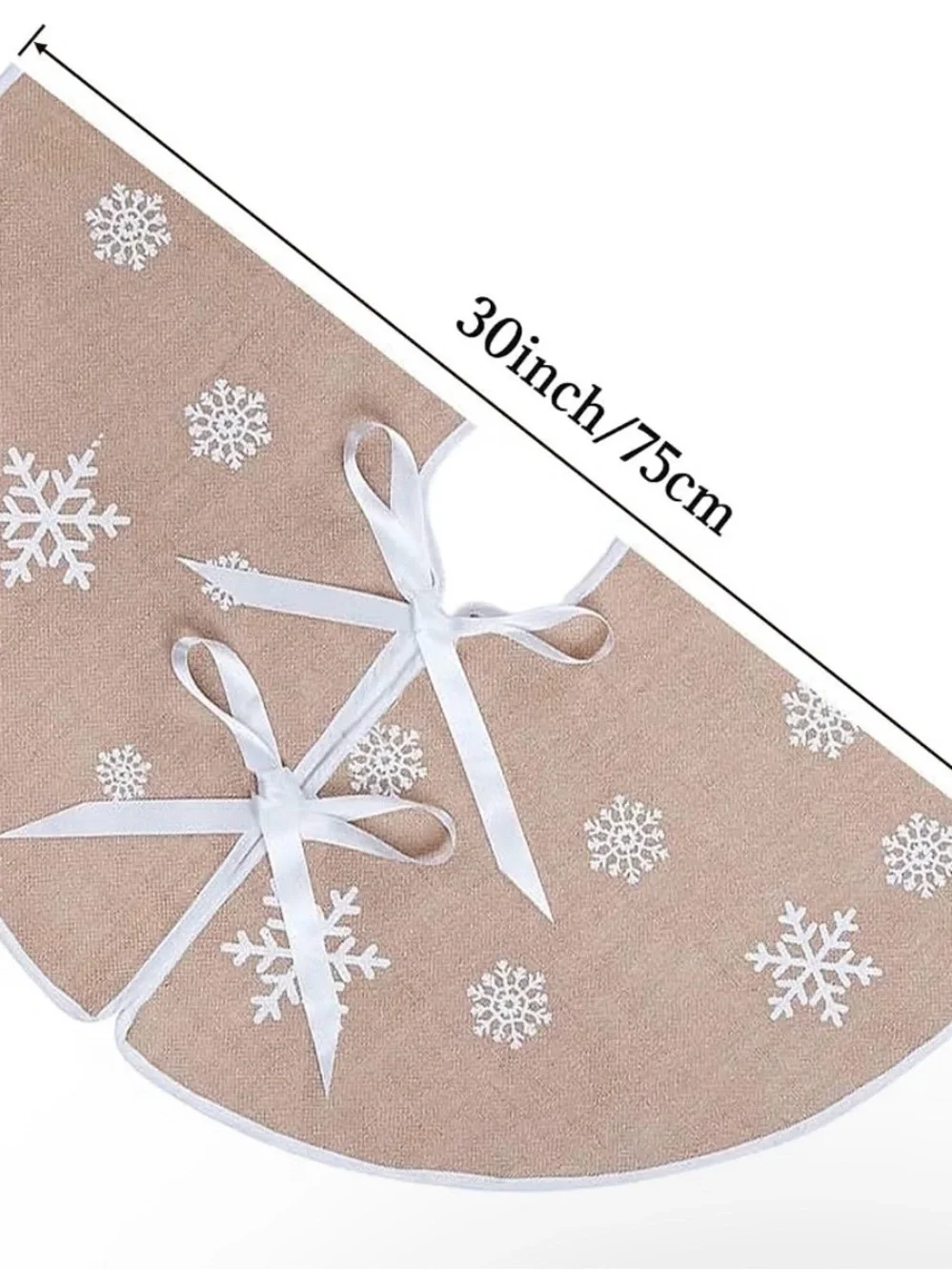 Lot of 2 Christmas Tree Skirts Snowflake Burlap-30” & Red Glitter-38”. New